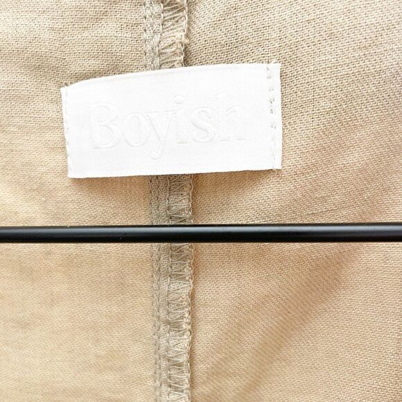 Boyish The Ezra Belted Midi Wrap Dress Short Sleeve Cotton Tan Size XS - Picture 7 of 9